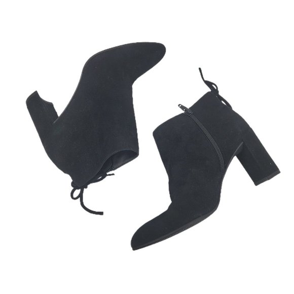 Stuart Weitzman " Lofty " Black Suede Side Zip Back Tie Ankle Bootie NWOB S 6 - Picture 2 of 12
